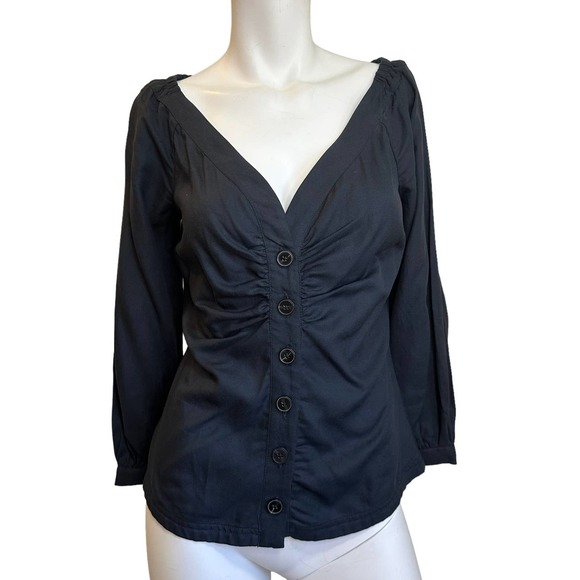 Maeve by Anthropologie Morrill Black Button Down Blouse sz 2 NWOT - Picture 9 of 9